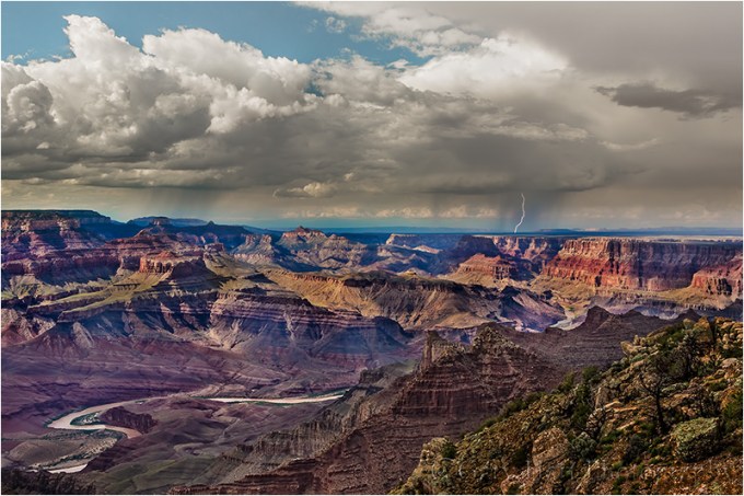 Lightning Strike Above the Colorado River, Lipan Point, Grand Canyon