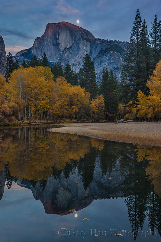 Moonrise Reflection, Half Dome and the Merced River, Yosemite
