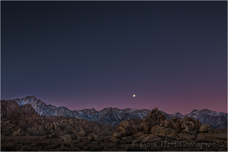 Sunrise Moonset, Sierra Crest, Alabama Hills, California