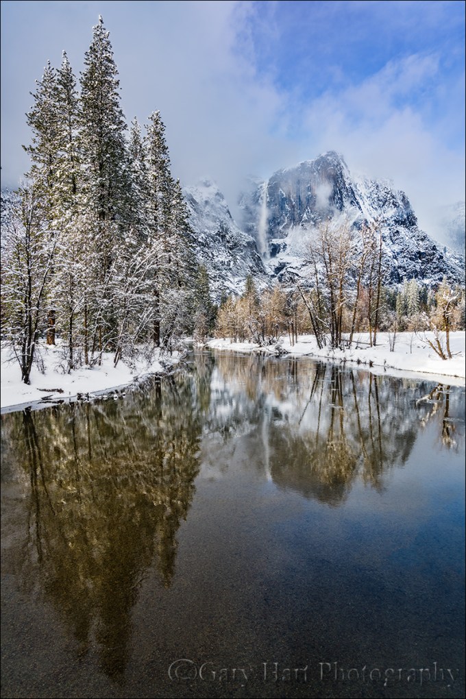 Gary Hart Photography: Yosemite Falls Reflection, Swinging Bridge, Yosemite