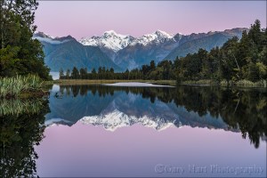 Gary Hart Photography: Twilight Reflection, Mount Tasman and Mount Cook, Lake Matheson, New Zealand