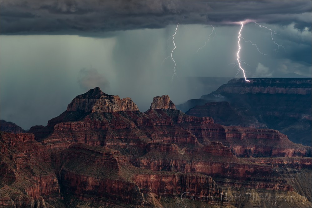 Gary Hart Photography: Direct Hit, South Rim Lightning Strike, Grand Canyon Lodge (North Rim)