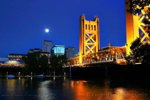 Gary Hart Photography: Moonrise, Tower Bridge, Sacramento