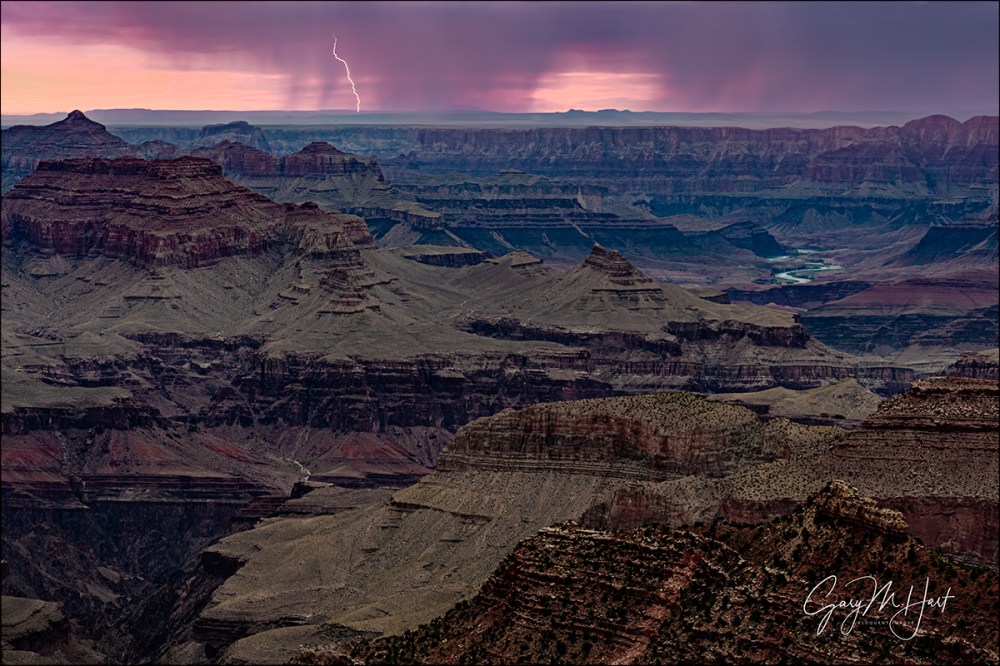 Gary Hart Photography: Bolt from the Pink, Grandview Point Lightning, Grand Canyon