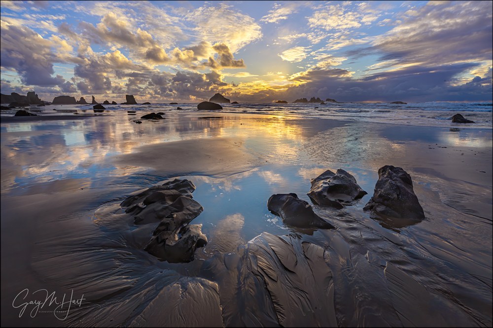 Gary Hart Photography: Sand Like Glass, Bandon Beach Sunset, Oregon