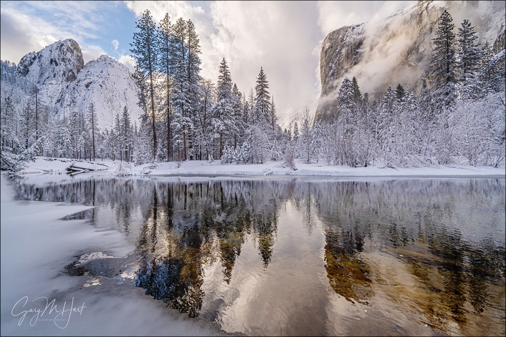 Gary Hart Photography: Winter Reflection, El Capitan and Cathedral Rocks, Yosemite