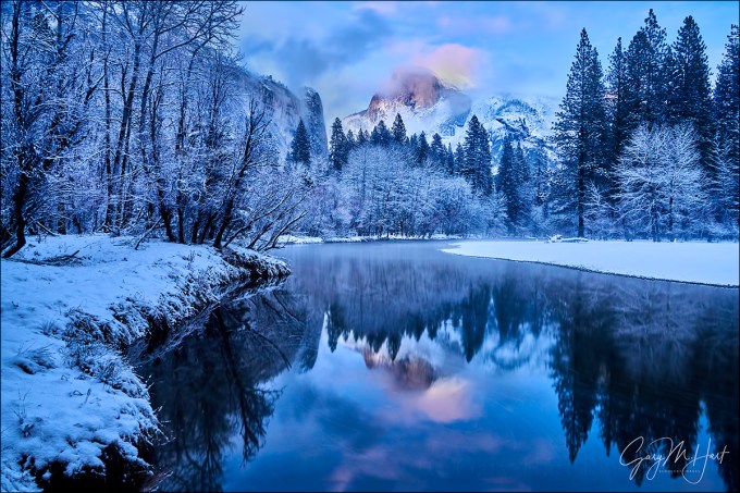 Gary Hart Photography: Winter Blue Hour Reflection, Half Dome, Yosemite