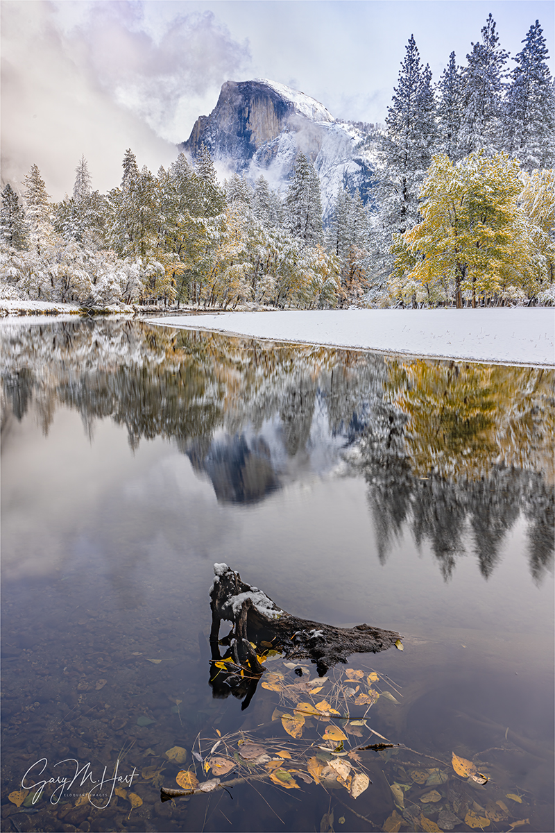 Gary Hart Photography: Autumn Snow and Reflection, Half Dome, Yosemite