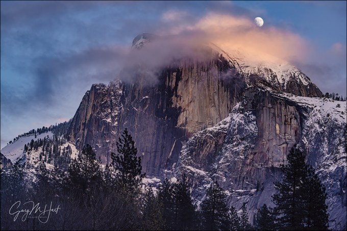Gary Hart Photography: Moonrise Through the Clouds, Half Dome, Yosemite