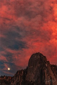 Gary Hart Photography: Red Moonrise, Sentinel Rock, Yosemite