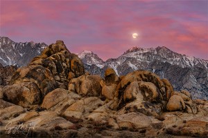 Gary Hart Photography: Sunrise Moonset, Mt. Williamson, Alabama Hills (California)