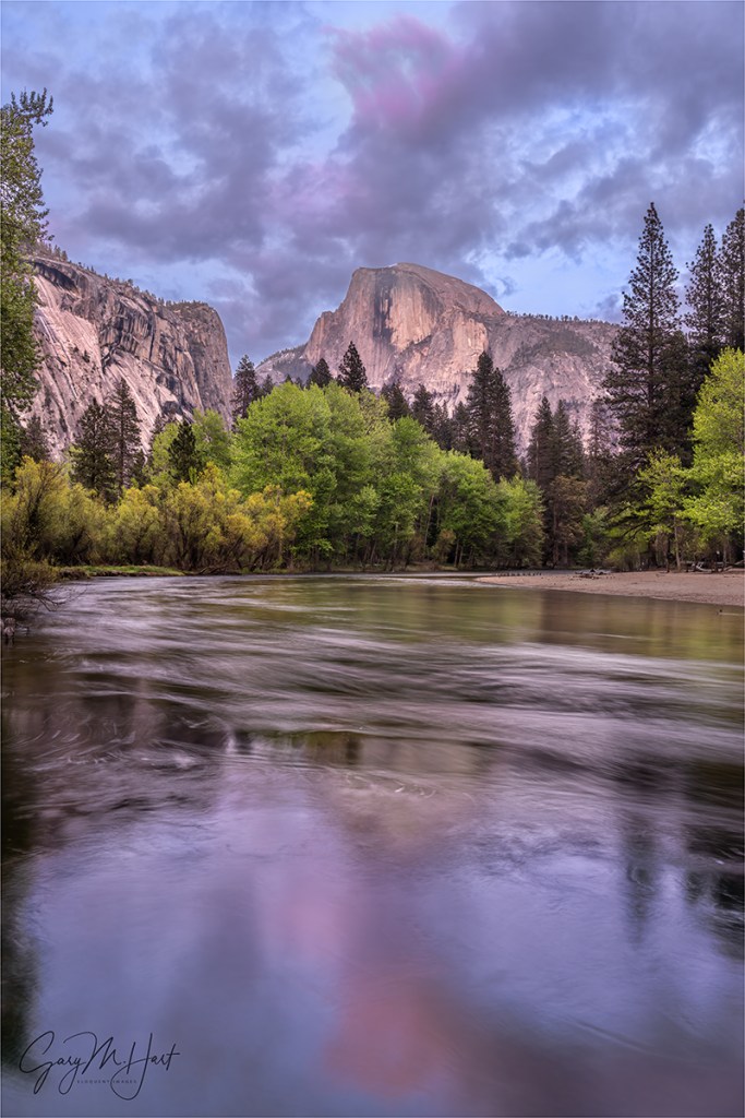 Gary Hart Photography: Spring Sunset, Camp 6 Half Dome Reflection, Yosemite