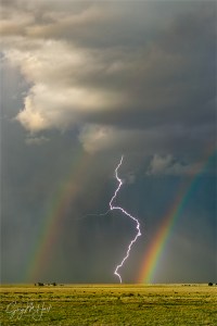 Gary Hart Photography: Lightning and Double Rainbow, Amistad, New Mexico
