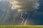 Gary Hart Photography: Down the Middle, Lightning and Double Rainbow Near Amistad, New Mexico