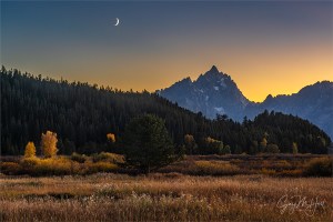 Gary Hart Photography: Setting Crescent Moon, Grand Teton, Grand Teton NP