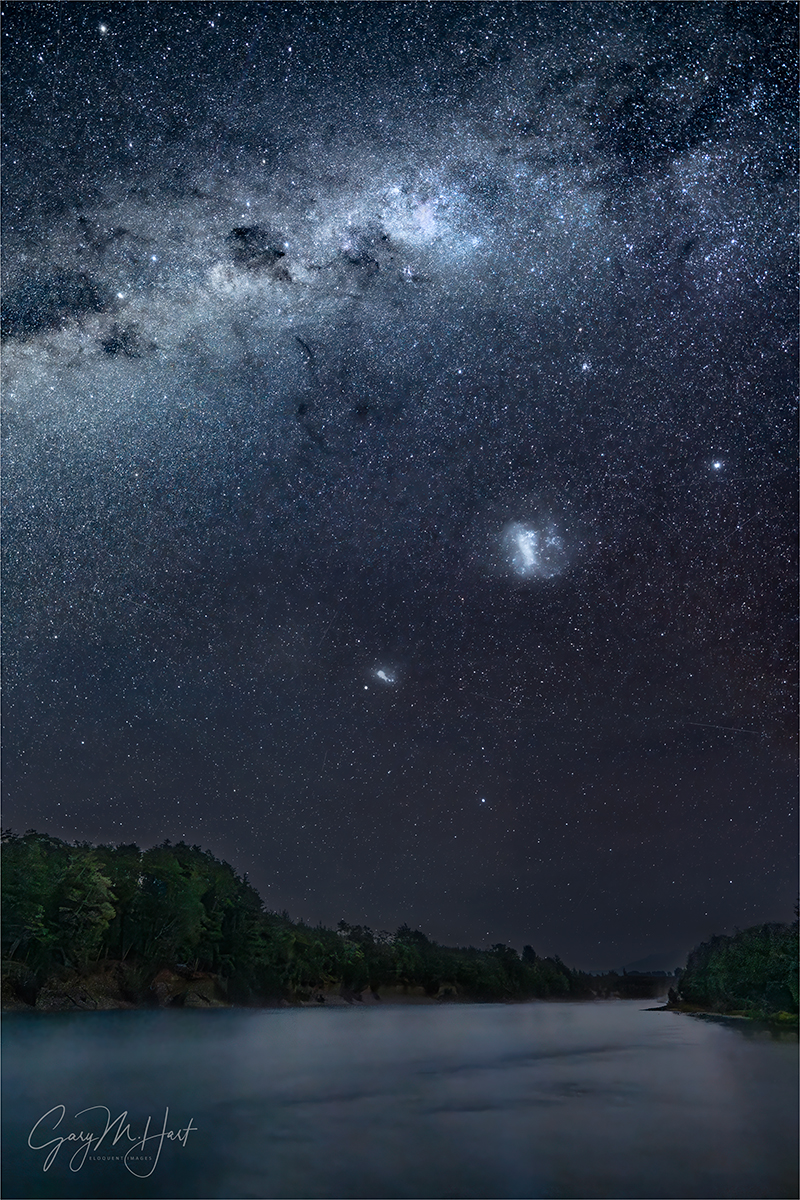 Gary Hart Photography: Milky Way and Magellanic Clouds, Waiau River, New Zealand