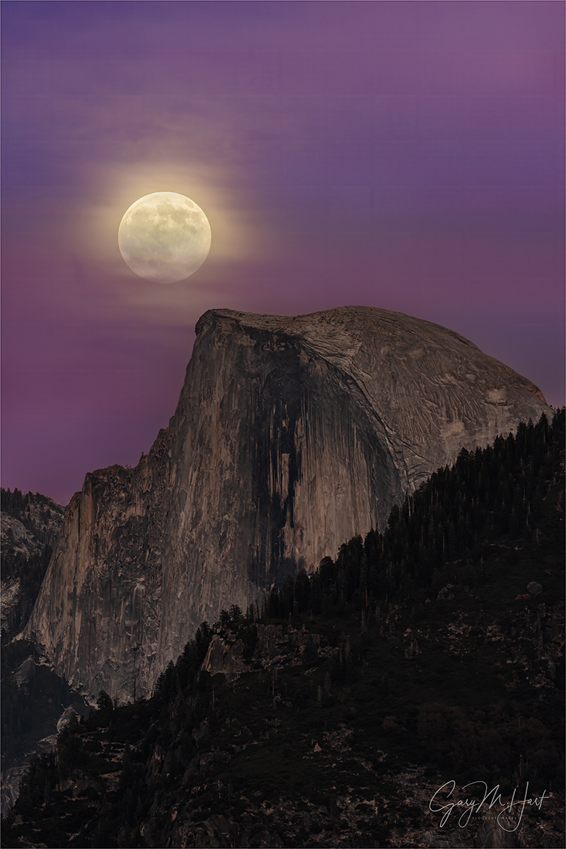 Gary Hart Photography: Moonrise Through the Clouds, Half Dome, Yosemite